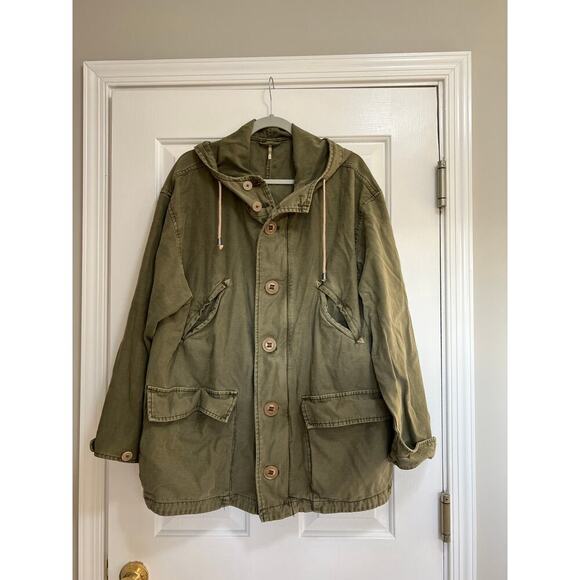 Free People Green Utility Joshua Tree Hooded Oversized Jacket - Picture 2 of 9